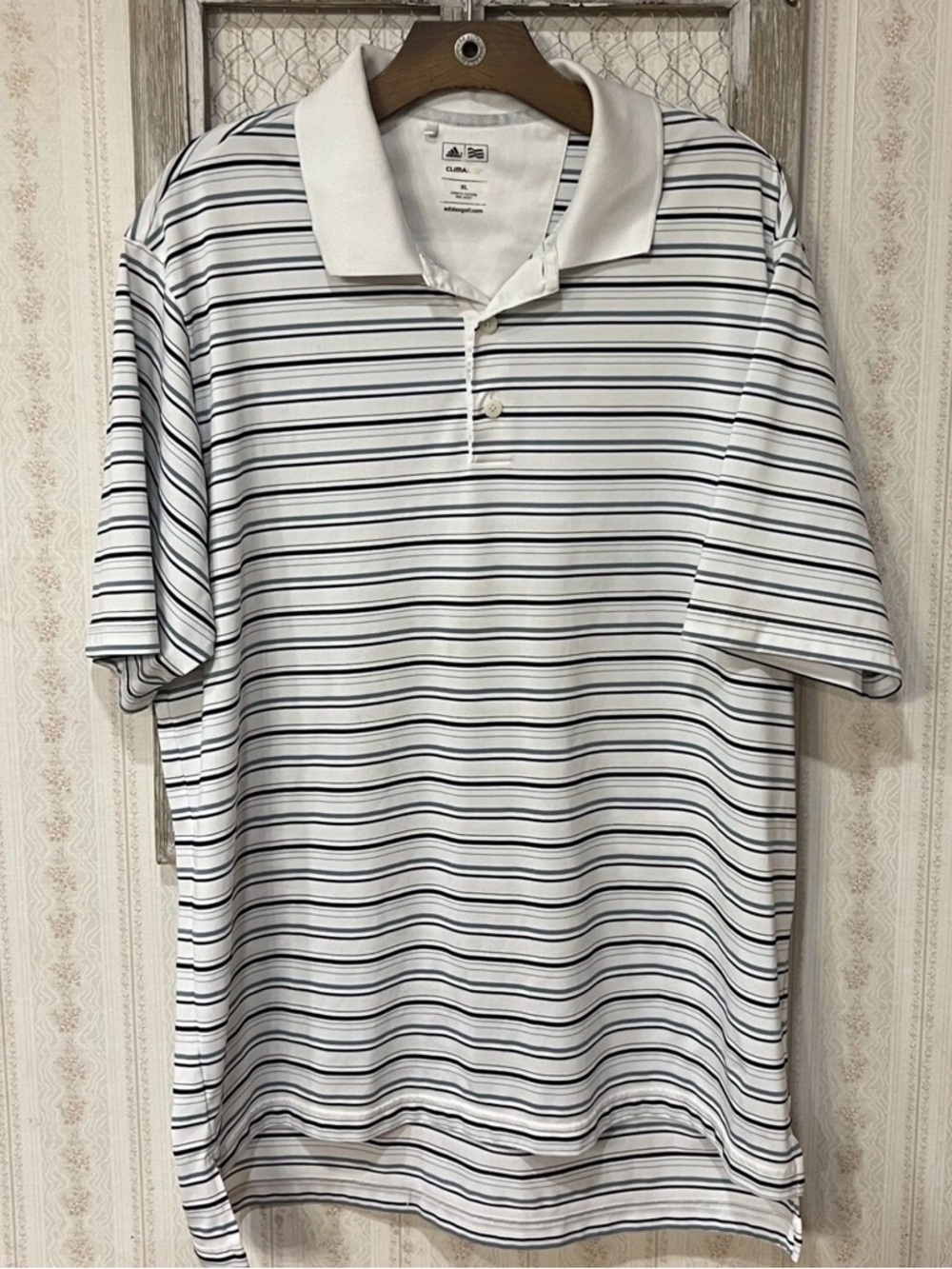 Men's White Striped Polo Shirt